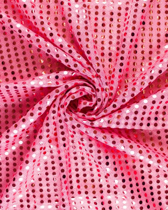 Tissu à Paillettes Rondes Rose Bonbon - Tissushop